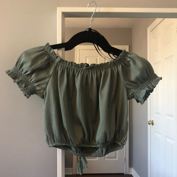 H&M Cropped Off the Shoulder Top with Tassles - Picture 2 of 3